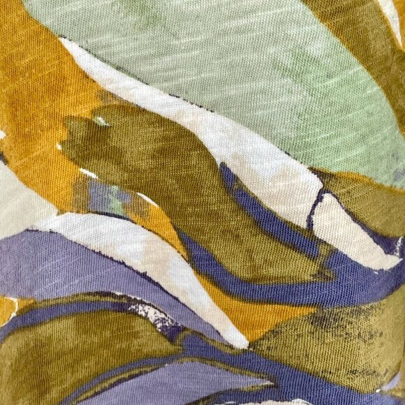 Rachel Zoe 100% Cotton Flutter SleeveTop | 3X | Multi-Color Abstract Leaf Print - Picture 8 of 12